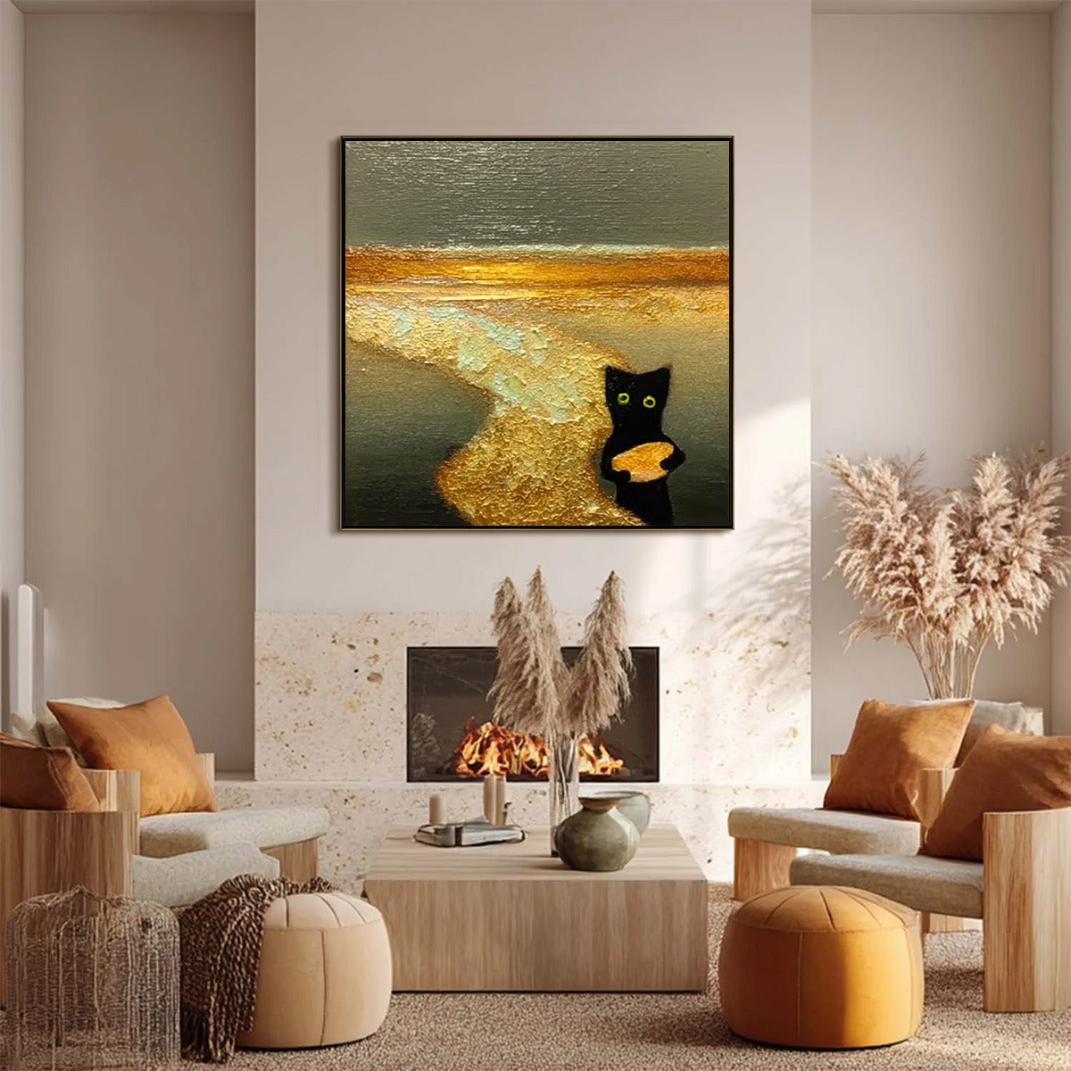 A CAT'S TREASURE: Textured Impasto Painting of a Whimsical Black Cat - Image 4