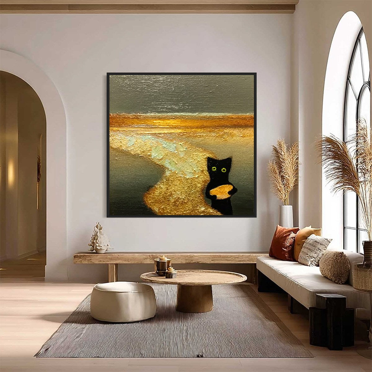 A CAT'S TREASURE: Textured Impasto Painting of a Whimsical Black Cat - Image 2