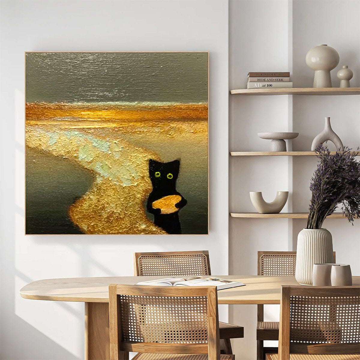 A CAT'S TREASURE: Textured Impasto Painting of a Whimsical Black Cat - Image 6