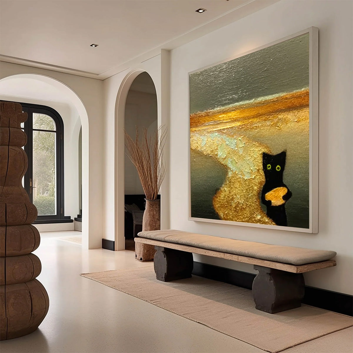 A CAT'S TREASURE: Textured Impasto Painting of a Whimsical Black Cat - Image 7