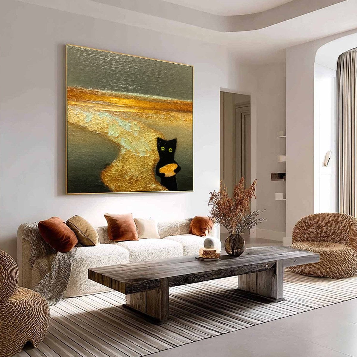 A CAT'S TREASURE: Textured Impasto Painting of a Whimsical Black Cat - Image 8