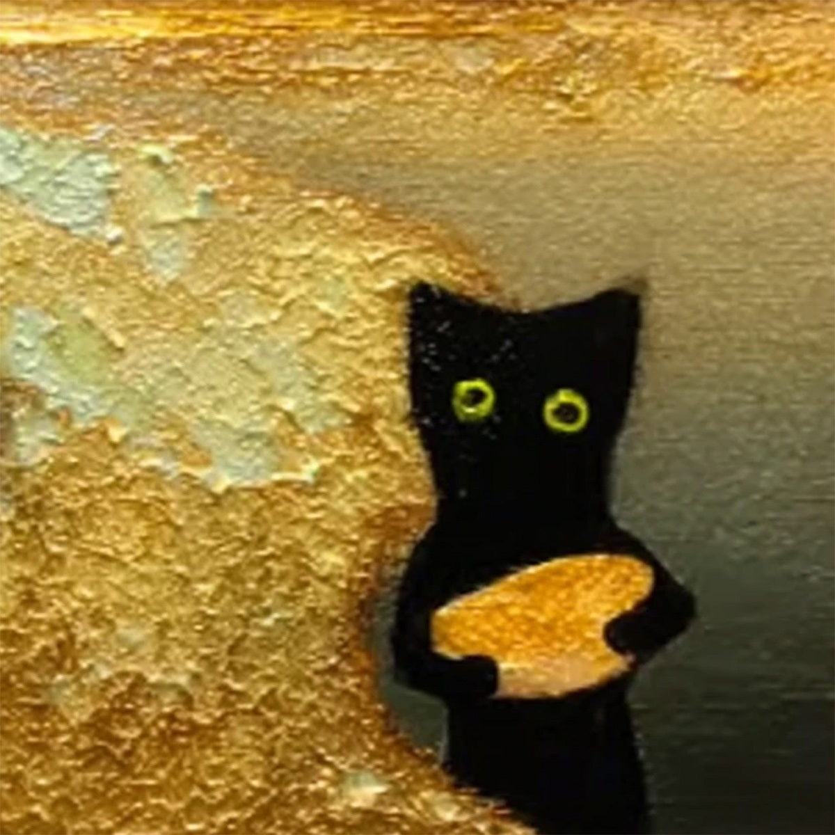 A CAT'S TREASURE: Textured Impasto Painting of a Whimsical Black Cat - Image 3