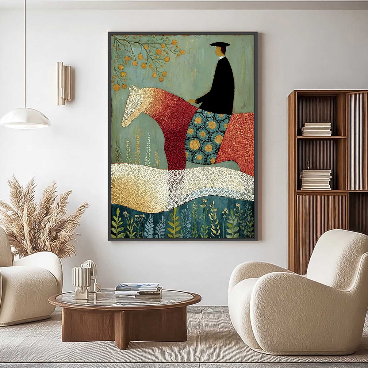 A GENTLE JOURNEY: Textured Figurative Painting of a Rider and Horse - Image 4