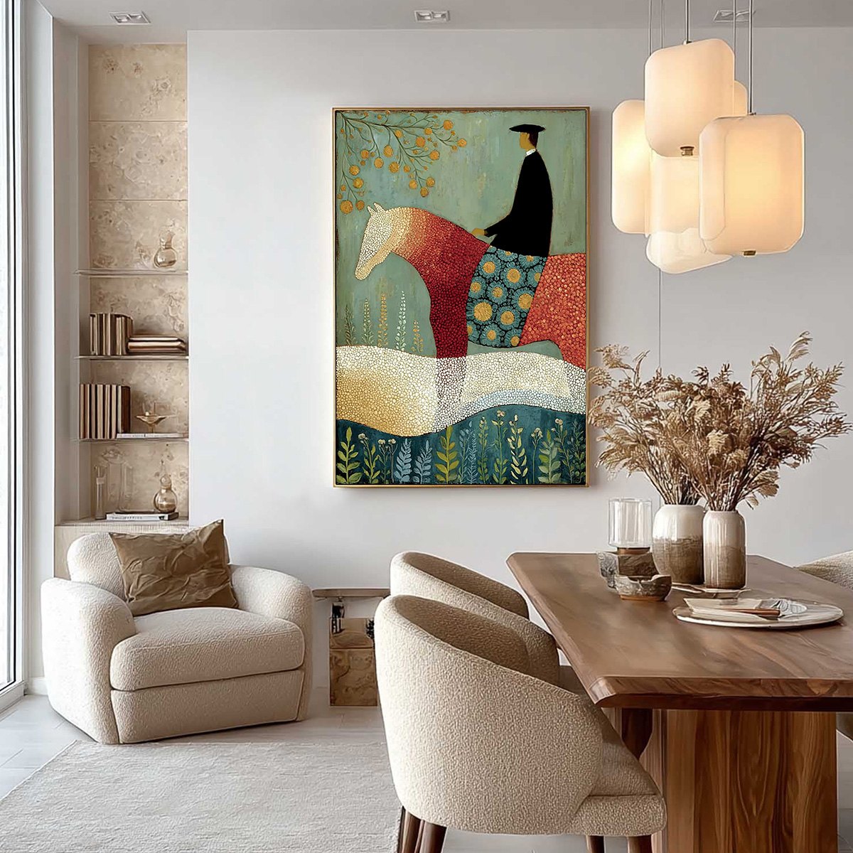 A GENTLE JOURNEY: Textured Figurative Painting of a Rider and Horse - Image 6
