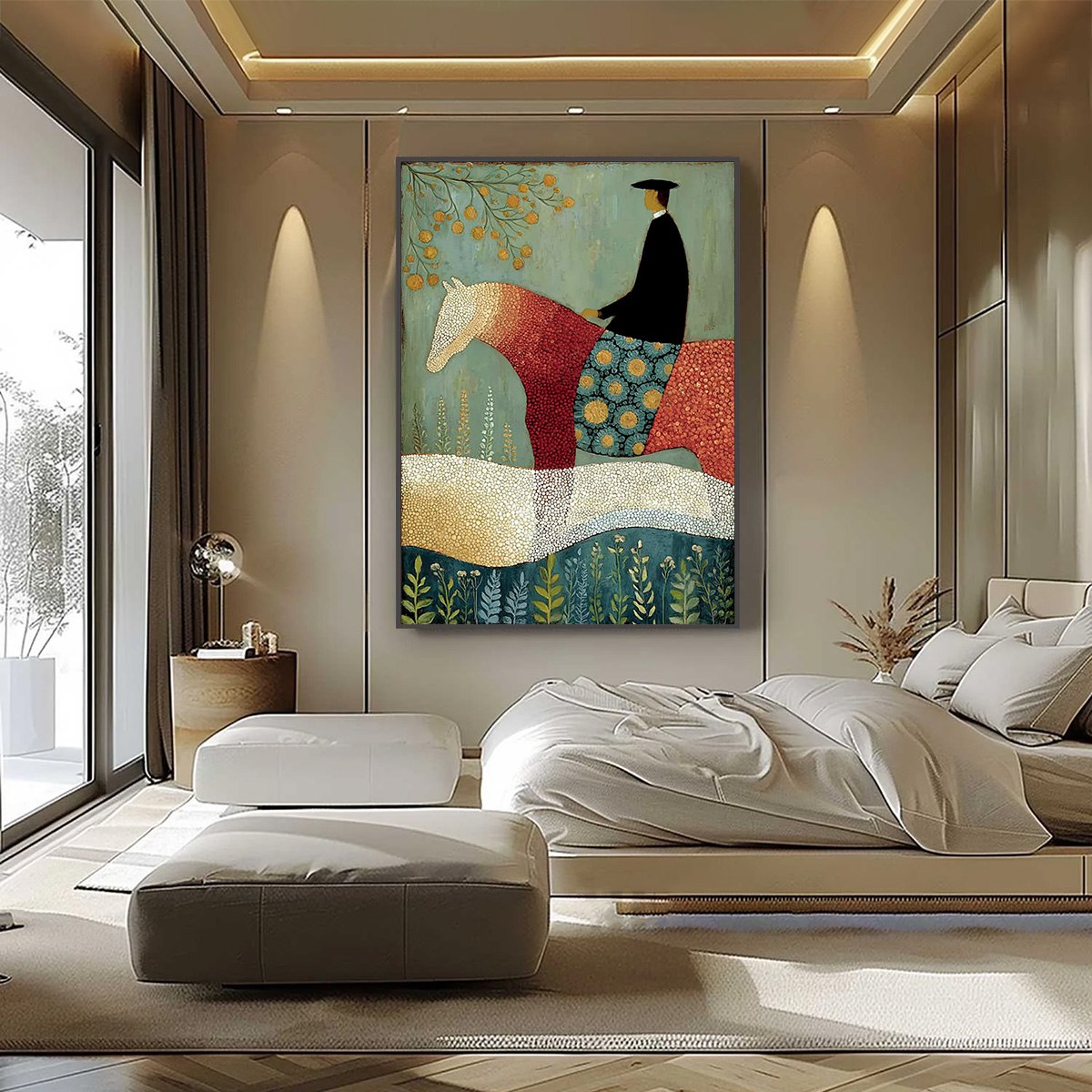 A GENTLE JOURNEY: Textured Figurative Painting of a Rider and Horse - Image 2