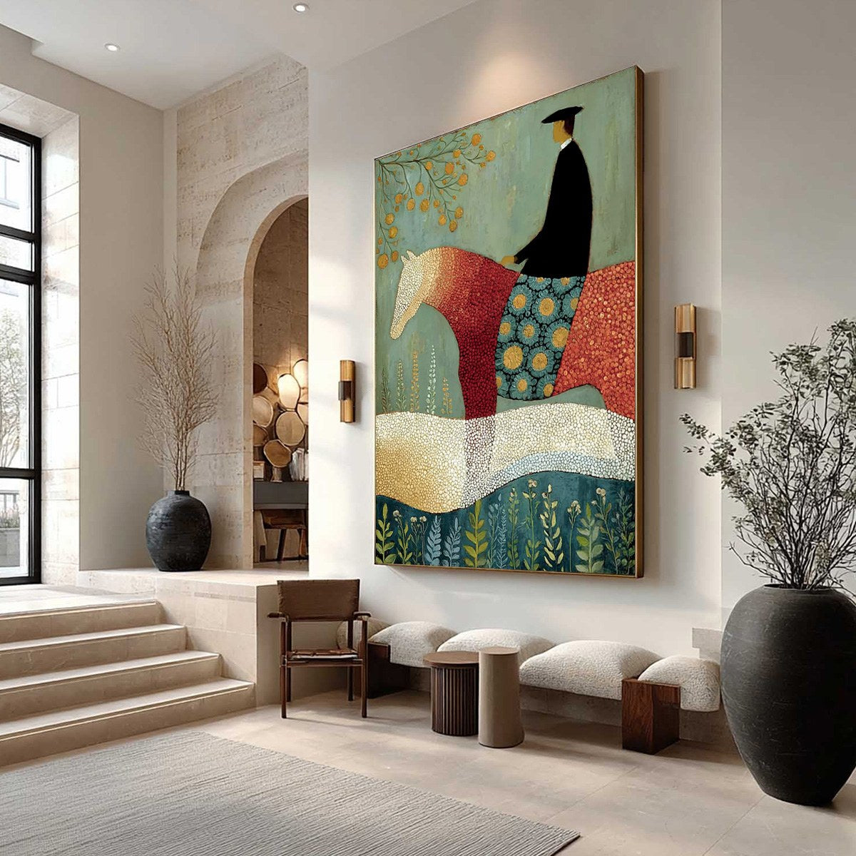 A GENTLE JOURNEY: Textured Figurative Painting of a Rider and Horse - Image 7