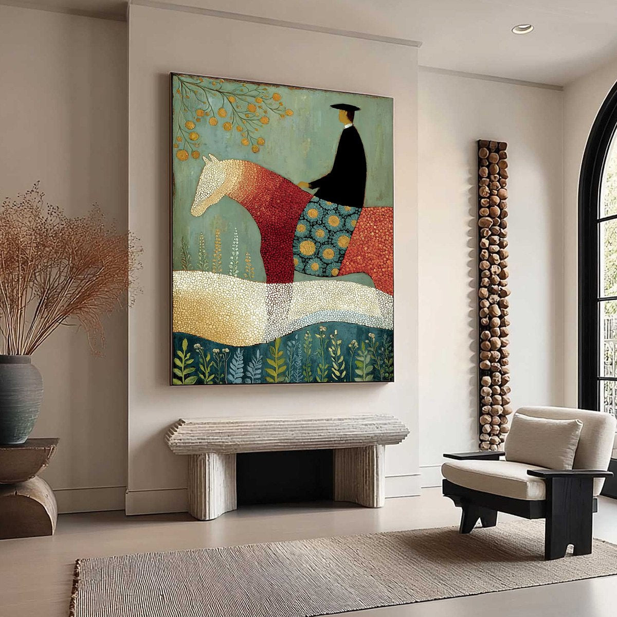 A GENTLE JOURNEY: Textured Figurative Painting of a Rider and Horse - Image 8