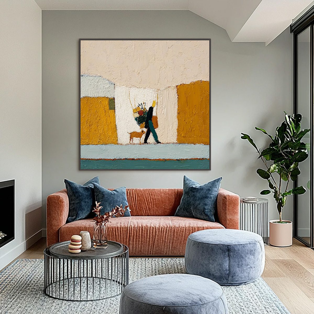 A SIMPLE PLEASURE: Textured Figurative Impasto Painting of a City Stroll - Image 2