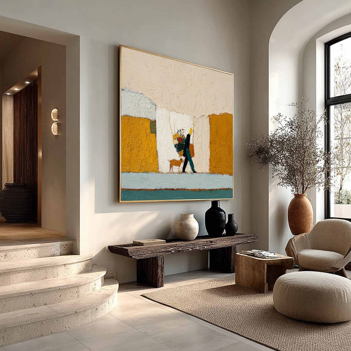 A SIMPLE PLEASURE: Textured Figurative Impasto Painting of a City Stroll - Image 8