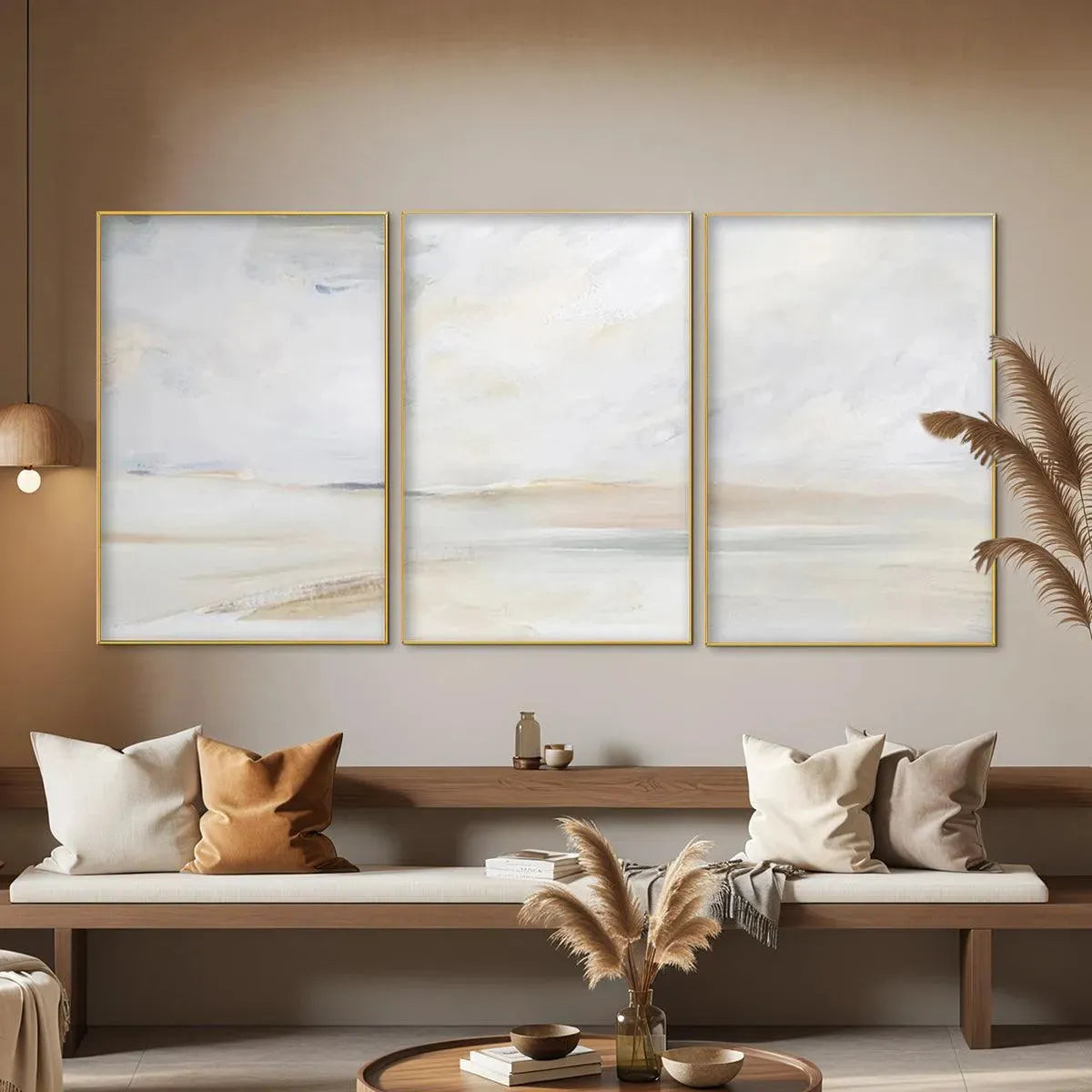 ABSTRACT BEACH TRIPTYCH: Minimalist Beach Painting Set of 3 - Image 2