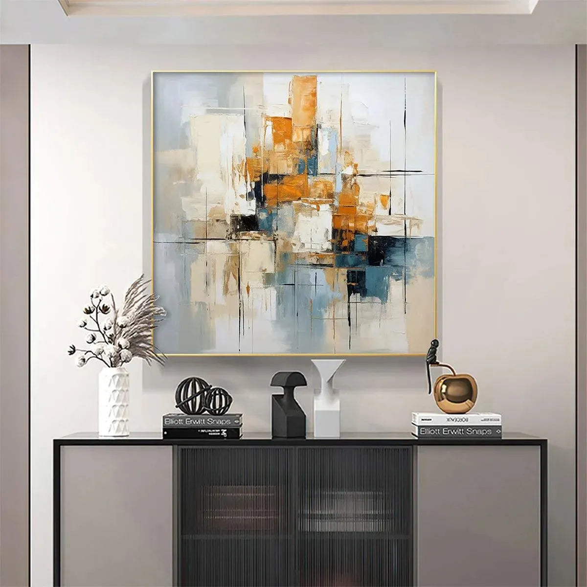 ABSTRACT CITYSCAPE: Textured Geometric Abstract Painting, Square Wall Art - Image 8