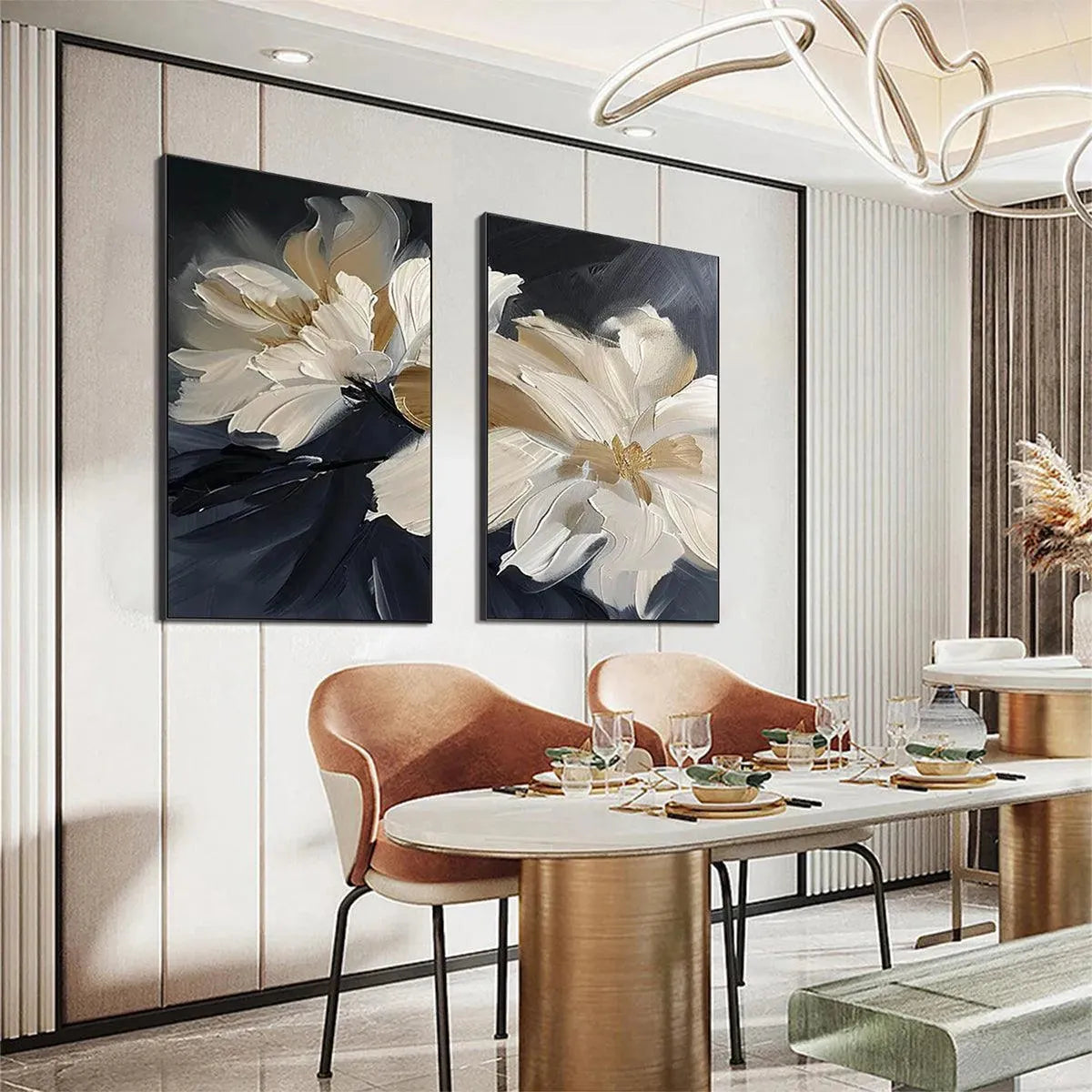 ABSTRACT FLORAL DIPTYCH: Textured Floral Painting Set of 2, Vertical Wall Art - Image 6