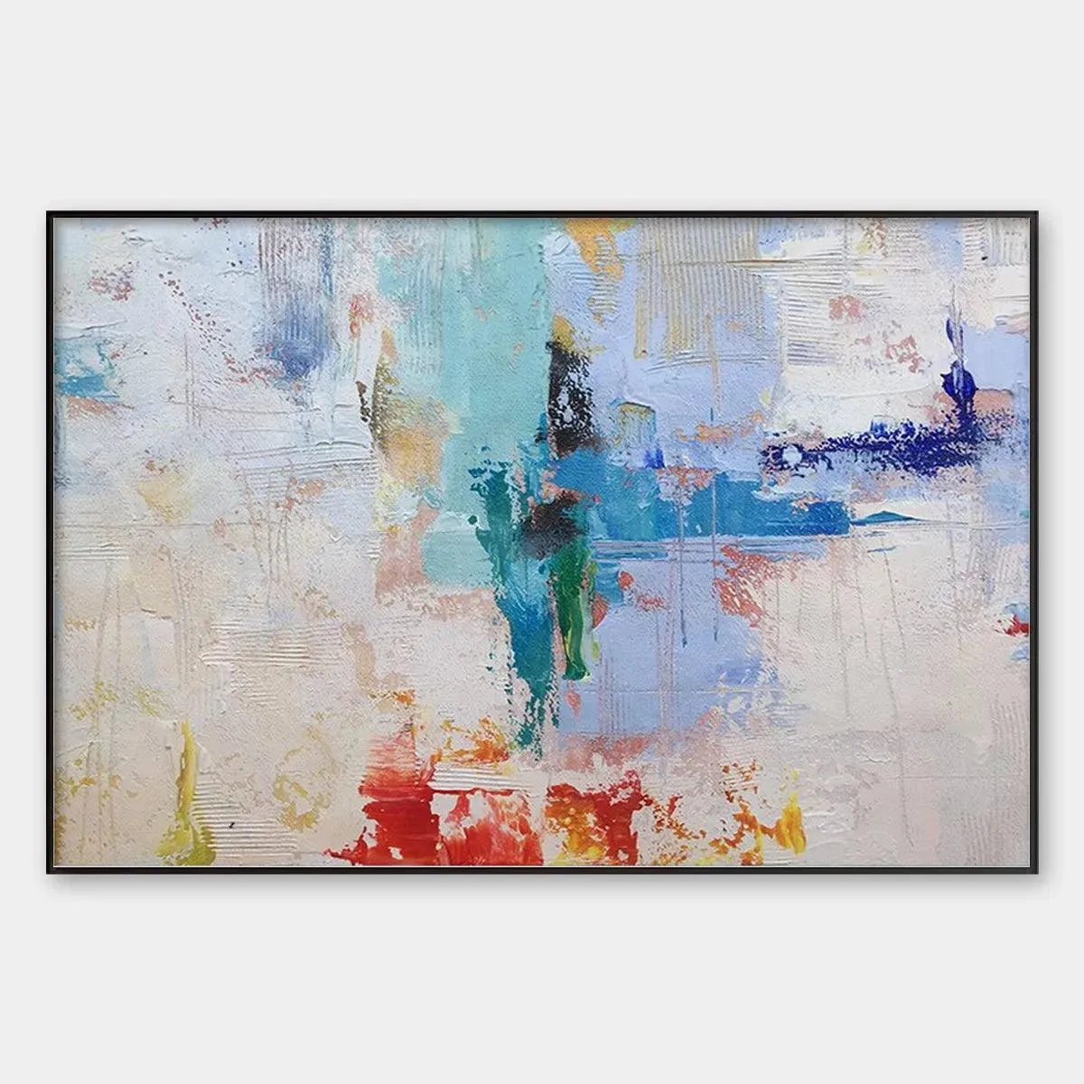 ABSTRACT LAND: Textured Abstract Painting, Colorful Wall Art, Modern Art, Panoramic, Horizontal Canvas