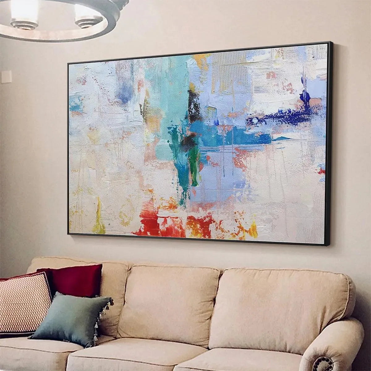 ABSTRACT LAND: Textured Abstract Painting, Colorful Wall Art, Modern Art, Panoramic, Horizontal Canvas - Image 8