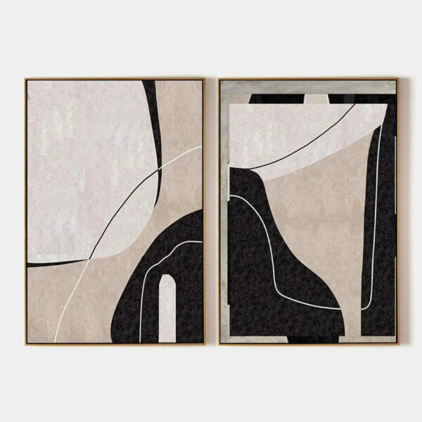 ABSTRACT MINIMALIST DIPTYCH: Abstract Painting Set of 2, Vertical Wall Art