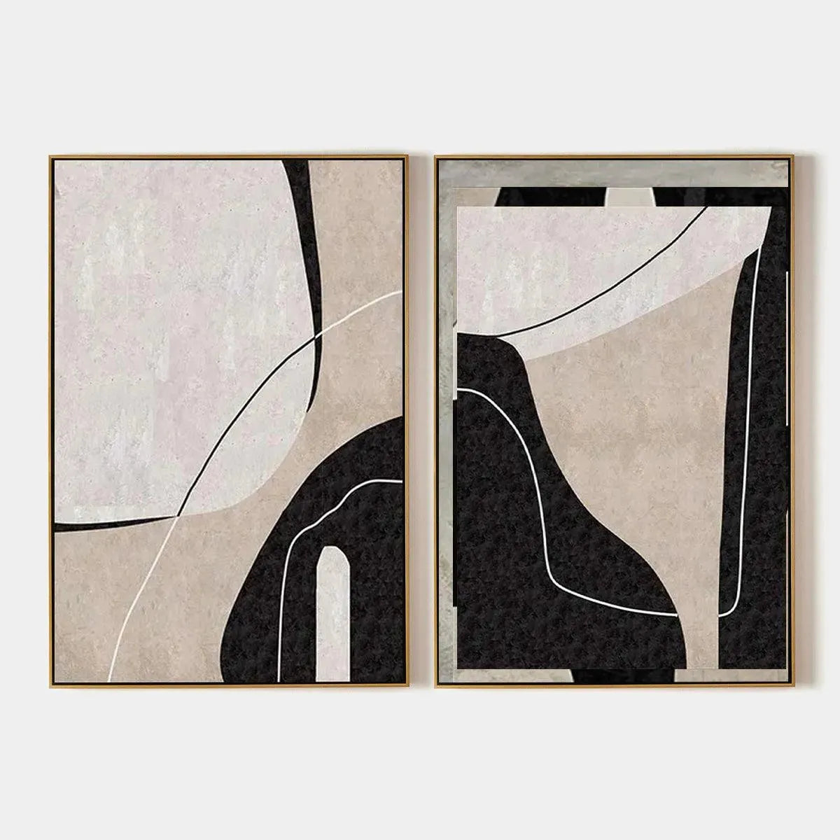 ABSTRACT MINIMALIST DIPTYCH: Abstract Painting Set of 2, Vertical Wall Art