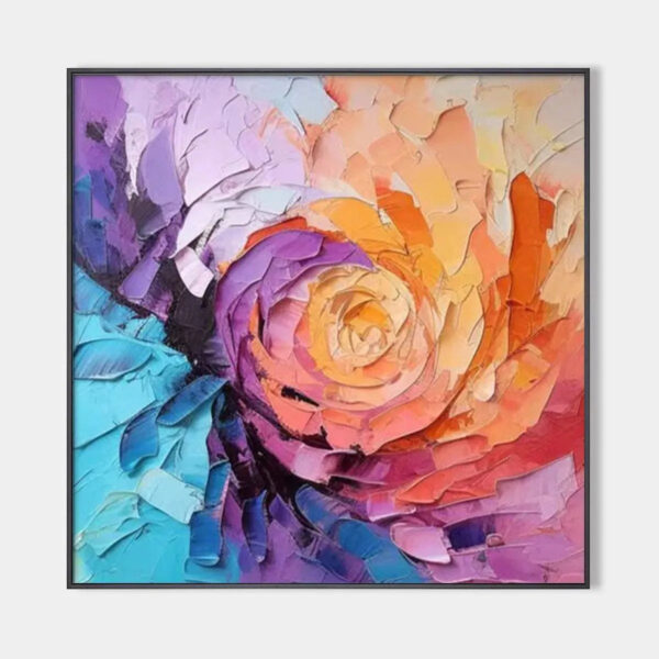 ABSTRACT ROSE: Textured Floral Painting, Impasto Wall Art, Square Canvas, Modern Decor