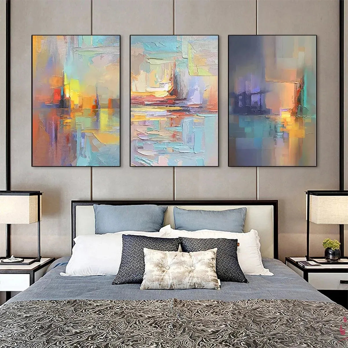 ABSTRACT SEASCAPE TRIPTYCH: Impasto Seascape Painting Set of 3 - Image 5