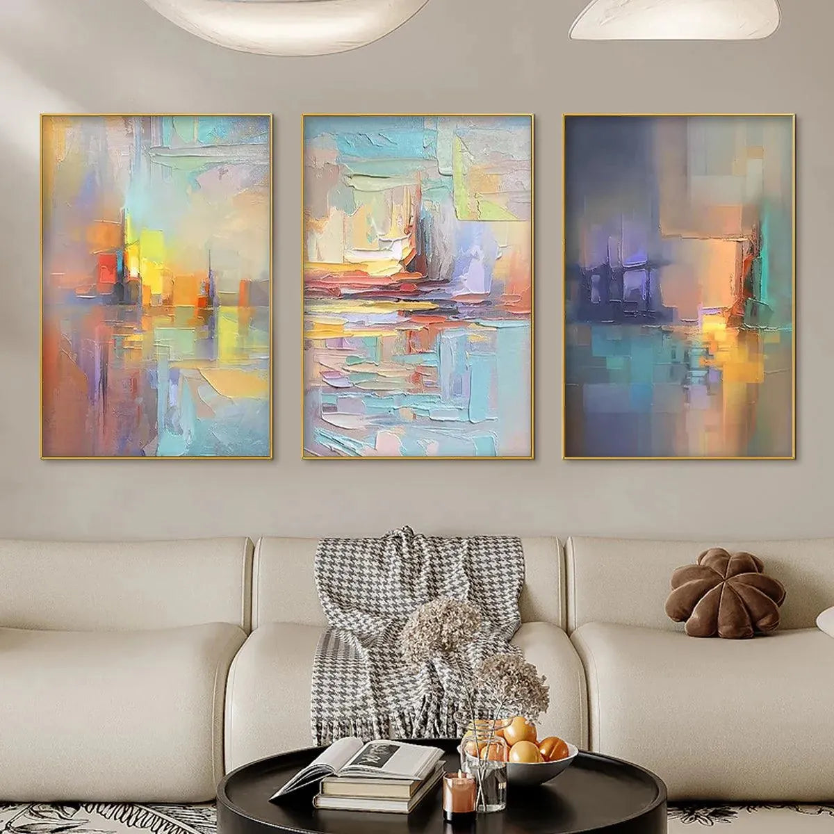 ABSTRACT SEASCAPE TRIPTYCH: Impasto Seascape Painting Set of 3 - Image 8