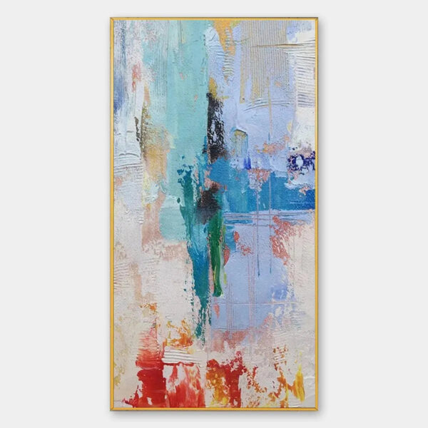ABSTRACT SYMPHONY: Textured Painting, Colorful Wall Art, Modern Abstract, Vertical Canvas