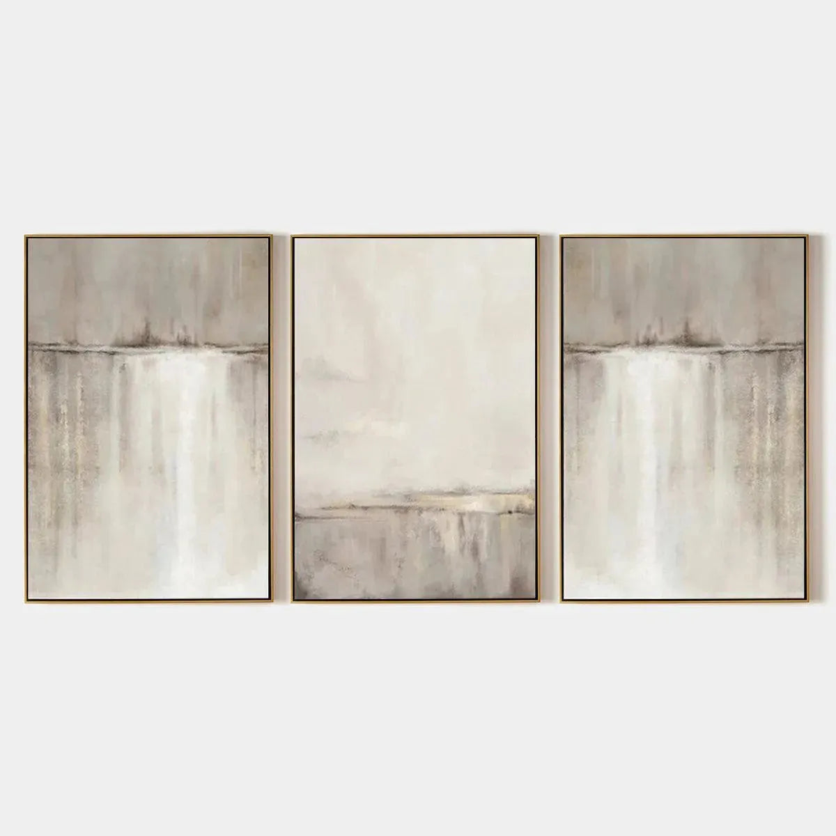 ABSTRACT WATERFALL TRIPTYCH: Minimalist Landscape Painting Set of 3
