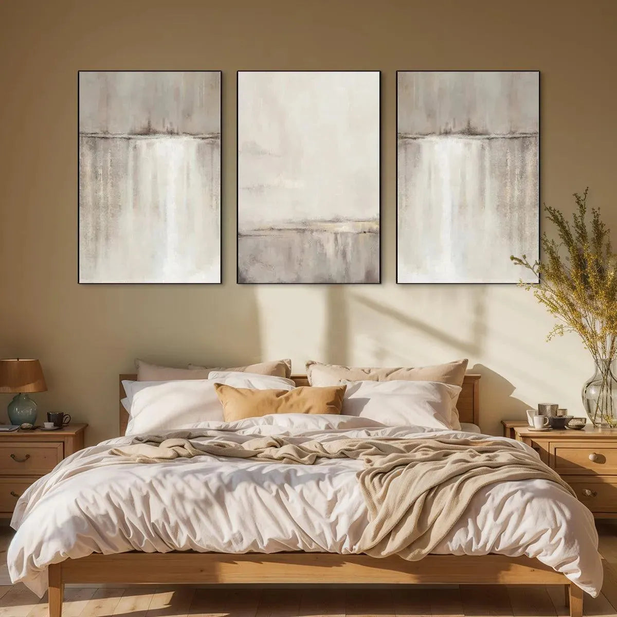 ABSTRACT WATERFALL TRIPTYCH: Minimalist Landscape Painting Set of 3 - Image 9