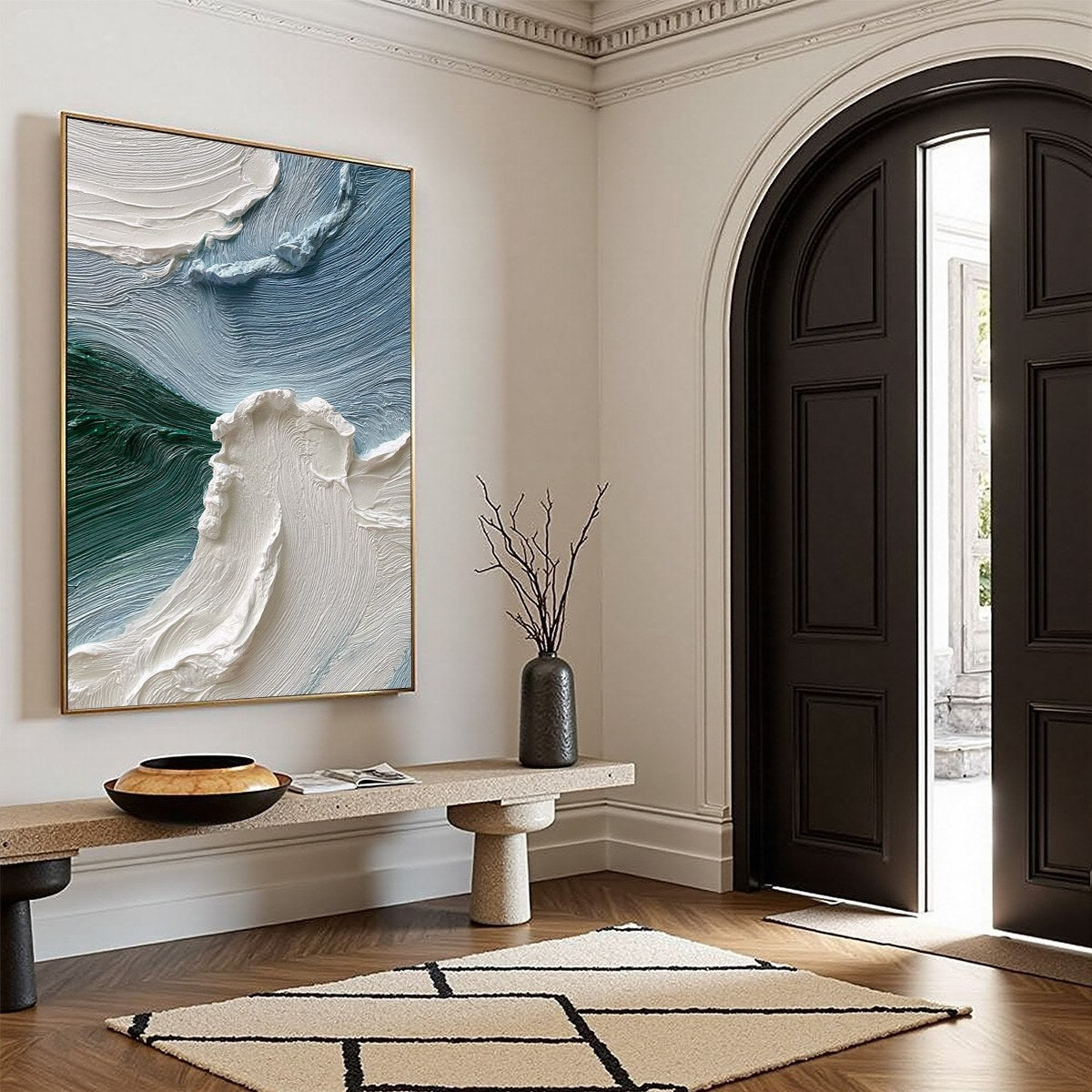 AEGEAN CREST: Heavily Textured Wabi Sabi Abstract Seascape Painting - Image 8