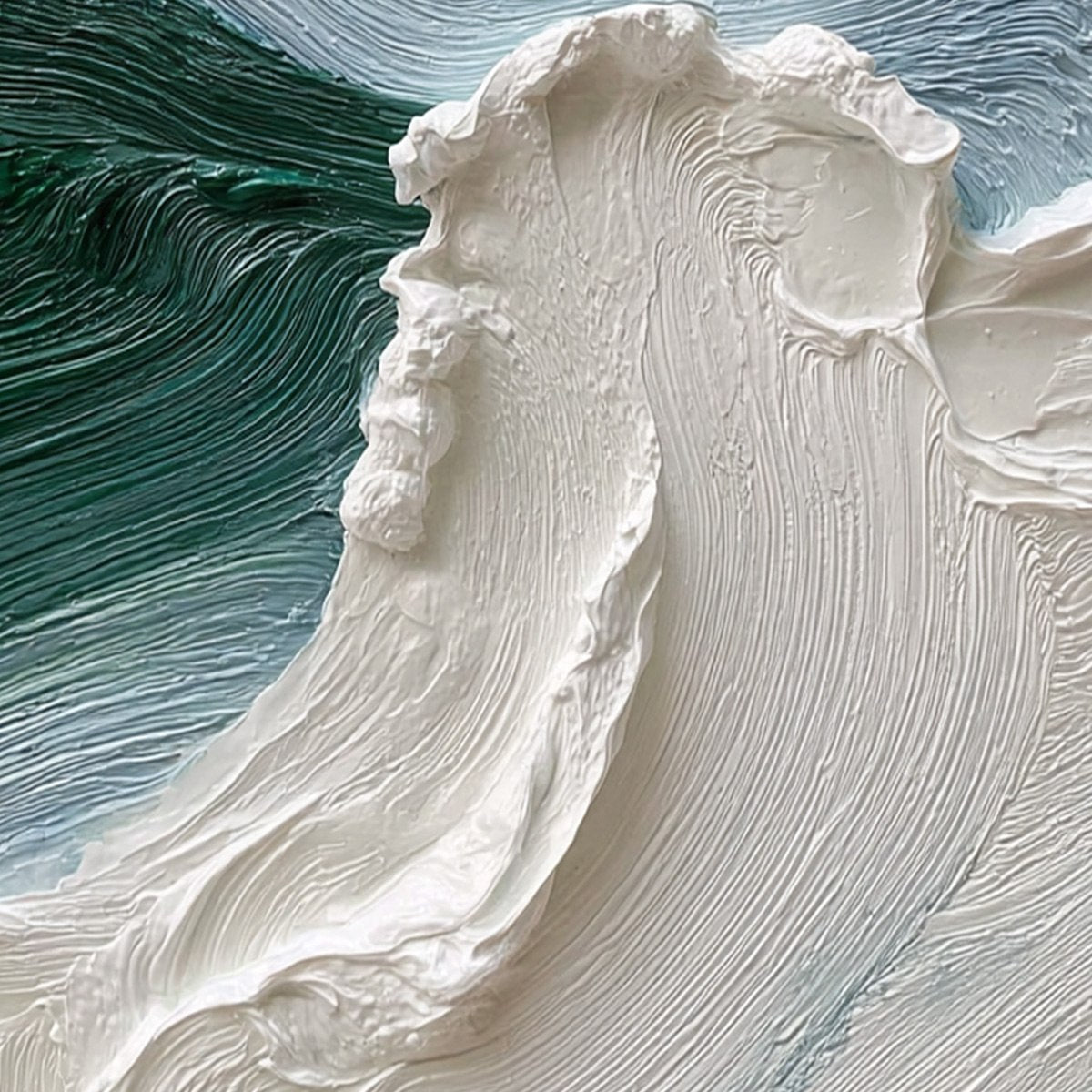 AEGEAN CREST: Heavily Textured Wabi Sabi Abstract Seascape Painting - Image 3