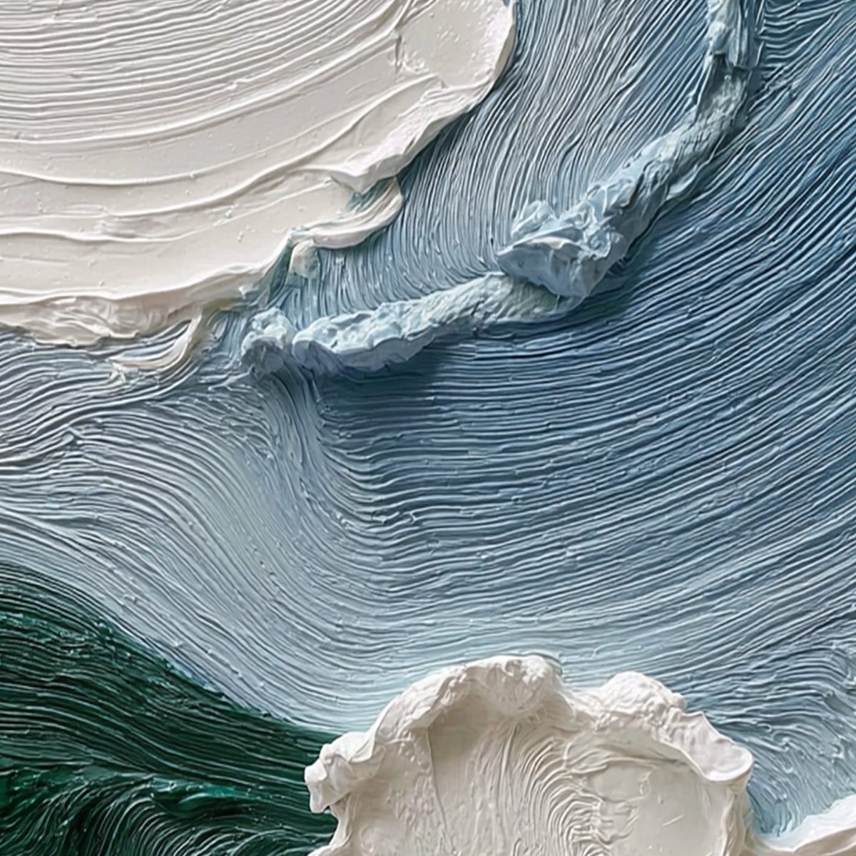 AEGEAN CREST: Heavily Textured Wabi Sabi Abstract Seascape Painting - Image 5