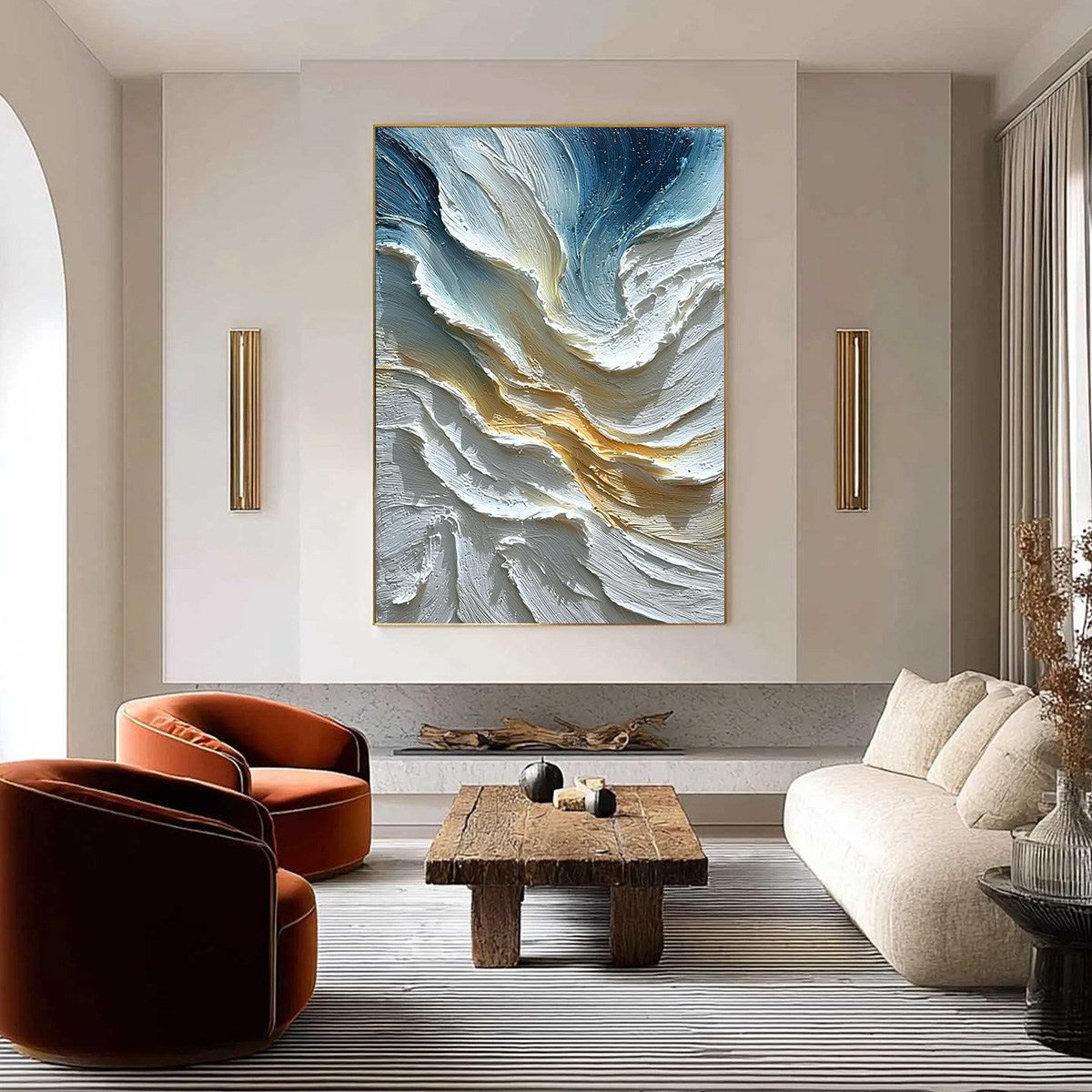 AEGEAN CREST: Textured Abstract Seascape Oil Painting - Image 2