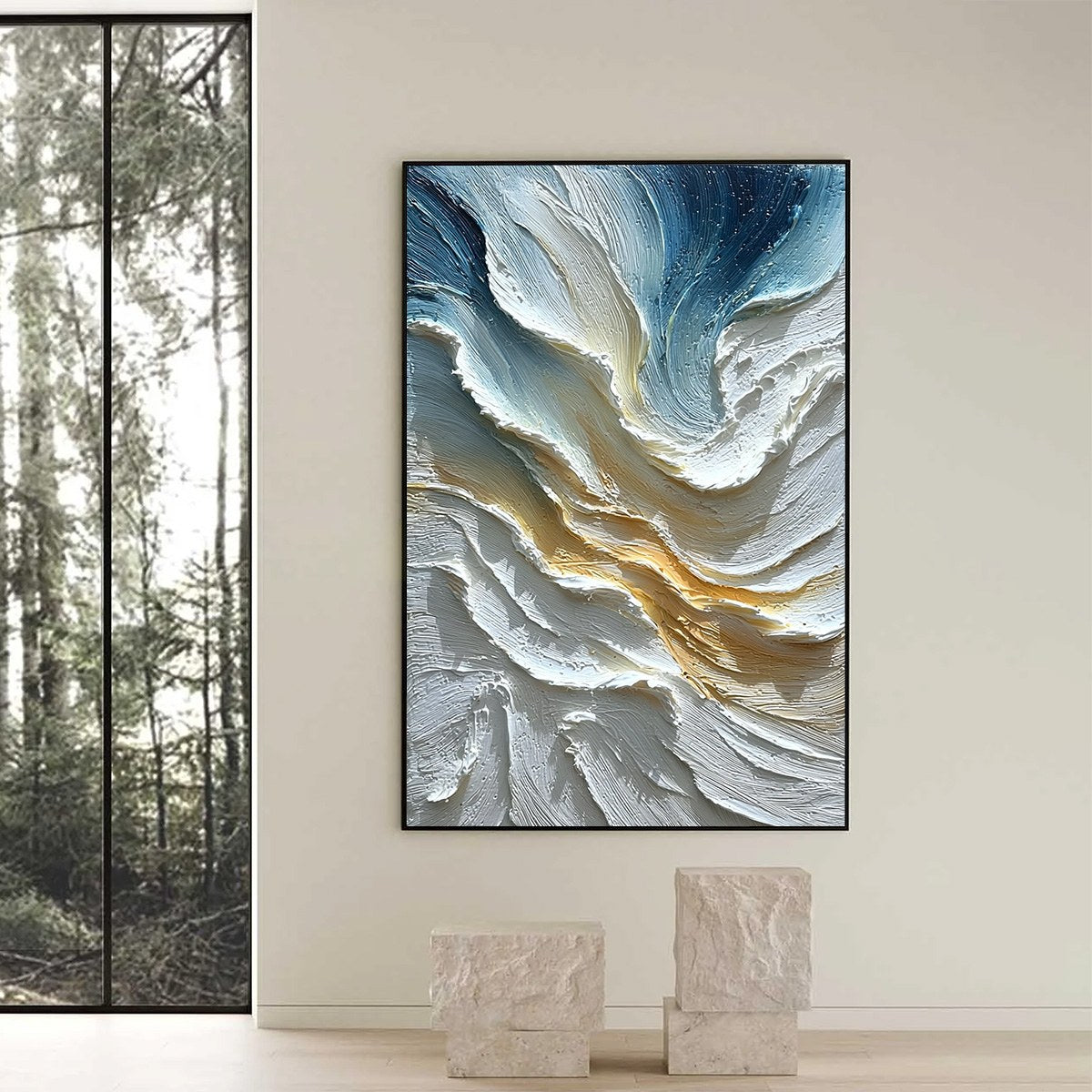 AEGEAN CREST: Textured Abstract Seascape Oil Painting - Image 6