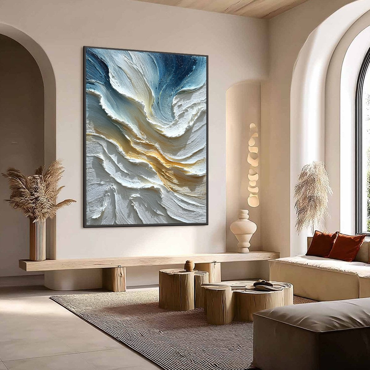 AEGEAN CREST: Textured Abstract Seascape Oil Painting - Image 7