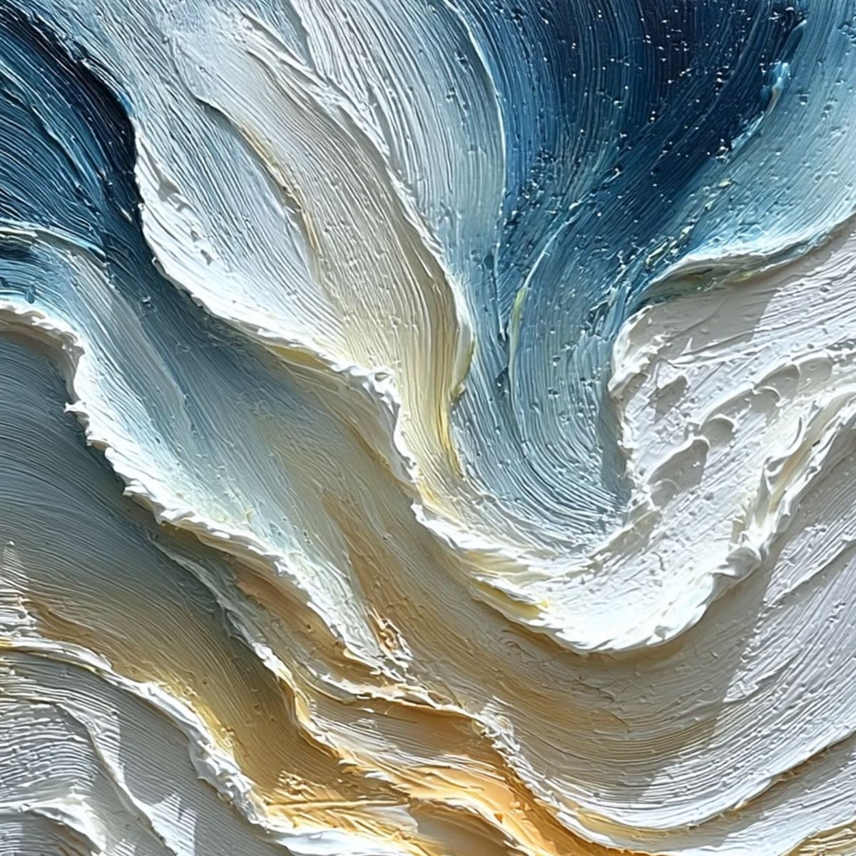 AEGEAN CREST: Textured Abstract Seascape Oil Painting - Image 3