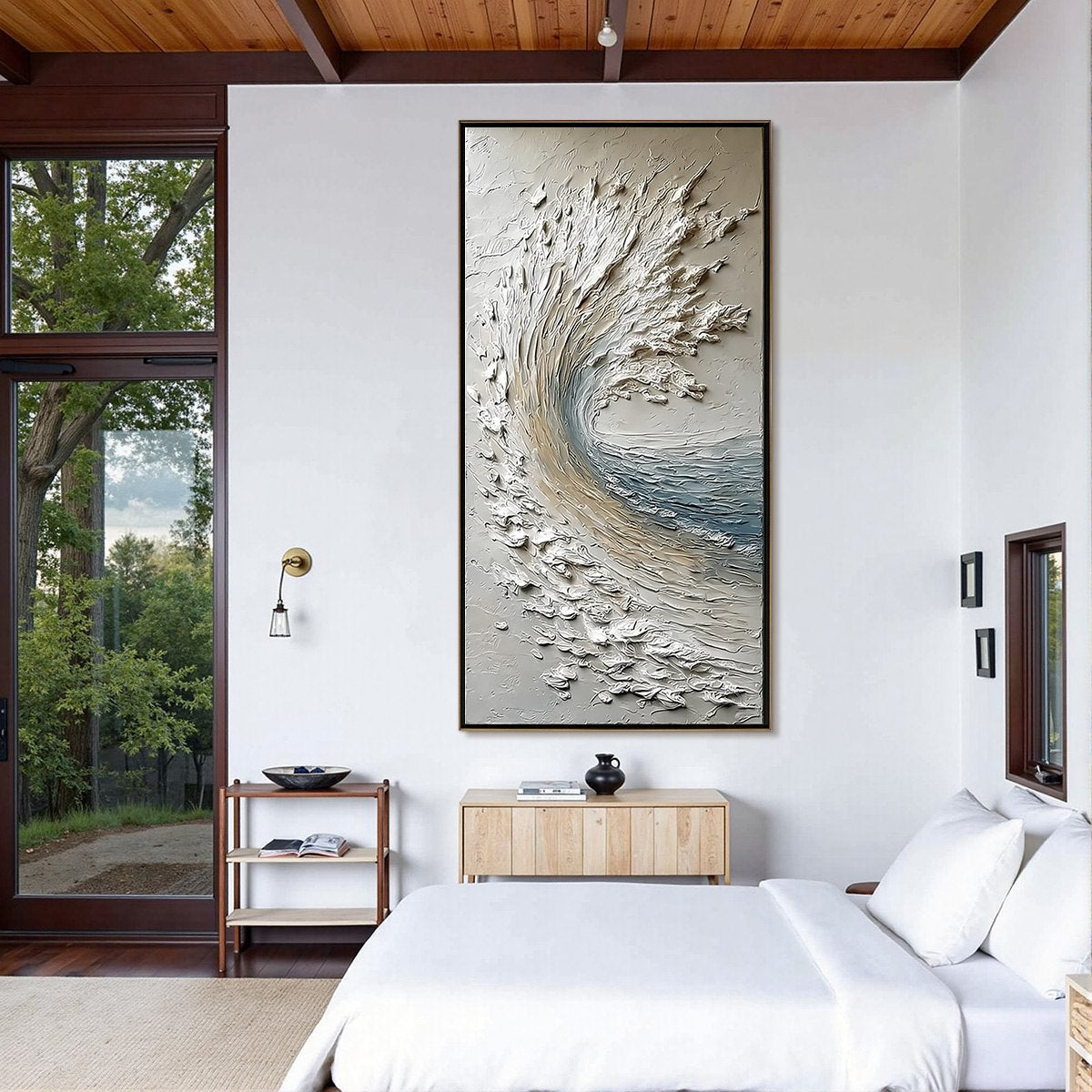 AEGEAN CREST: Vertical Textured Impasto Ocean Wave Painting - Image 6
