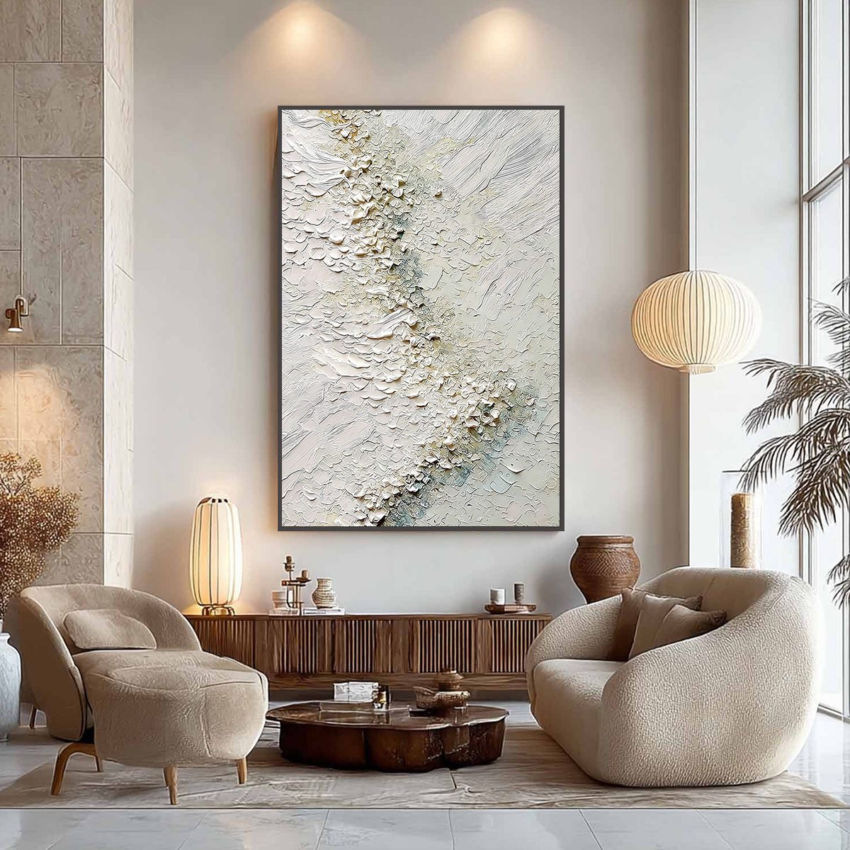 AEGEAN FOAM: Heavily Textured Wabi Sabi Abstract Painting - Image 4