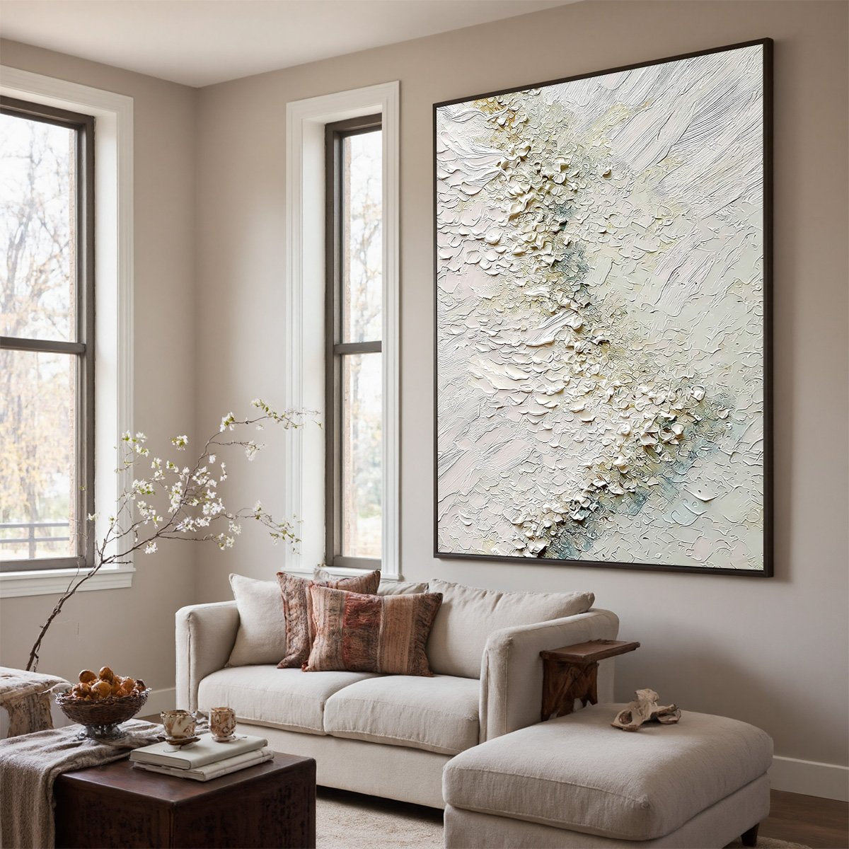 AEGEAN FOAM: Heavily Textured Wabi Sabi Abstract Painting - Image 7
