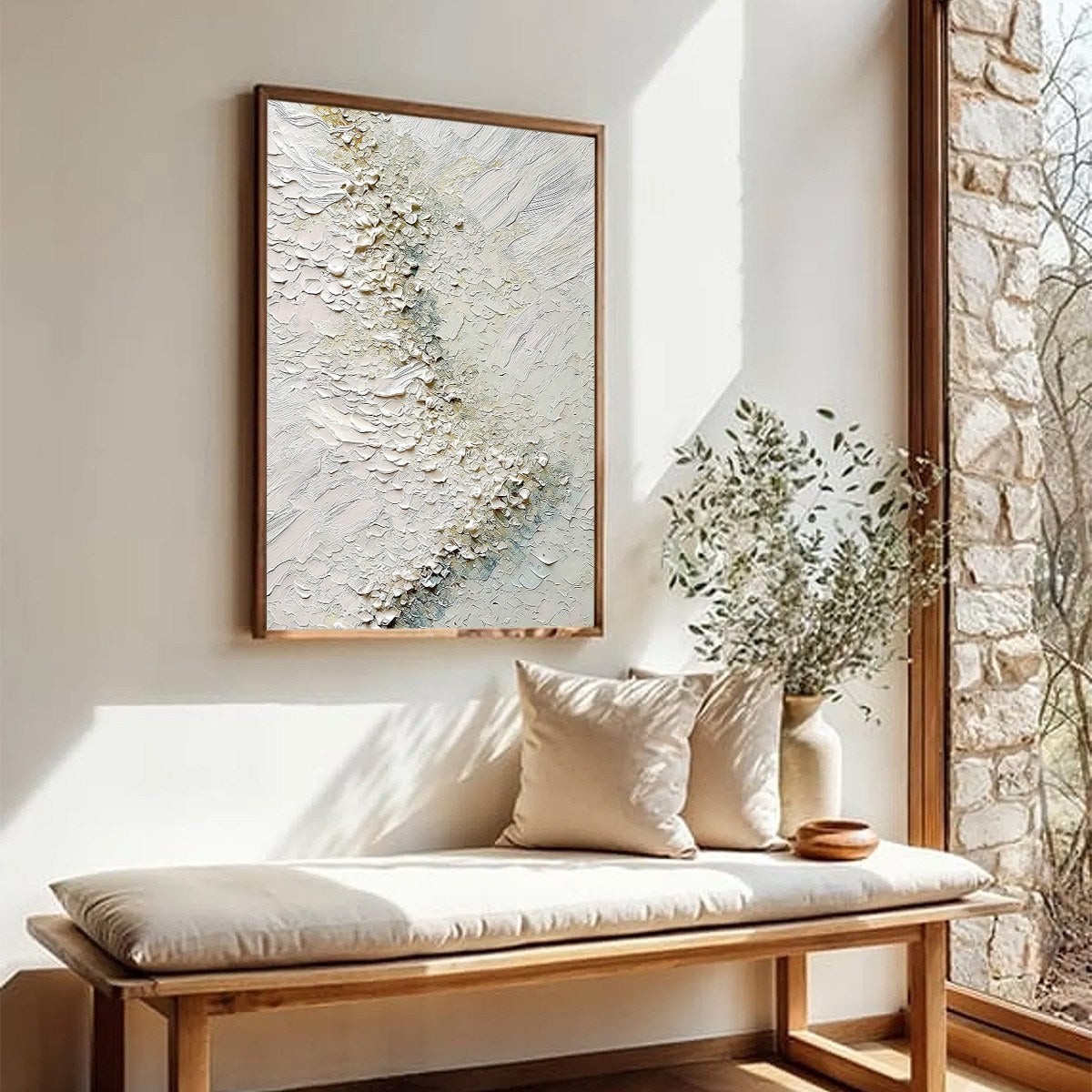 AEGEAN FOAM: Heavily Textured Wabi Sabi Abstract Painting - Image 8