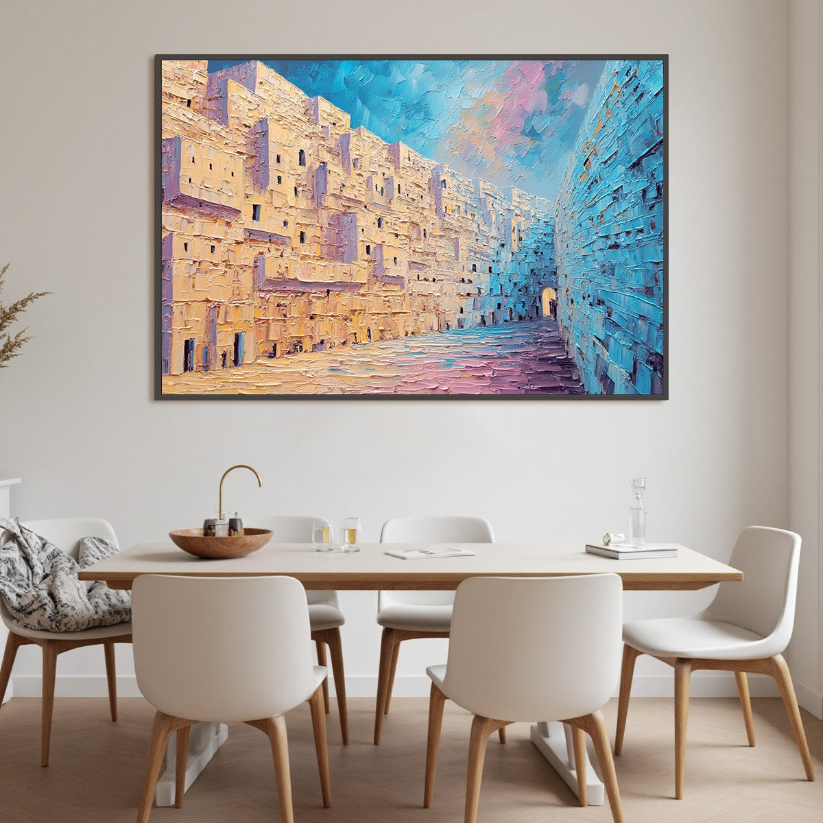AEGEAN PASSAGE: Heavily Textured Palette Knife Cityscape Wall Art - Image 6
