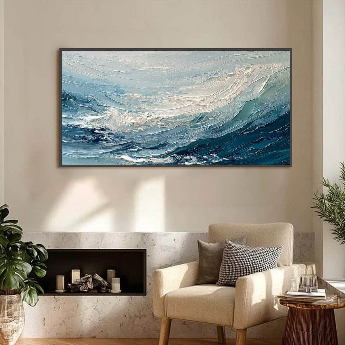 AEGEAN SURGE: Textured Abstract Ocean Wave Painting - Image 2