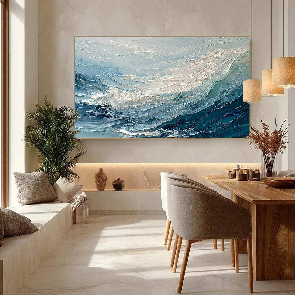 AEGEAN SURGE: Textured Abstract Ocean Wave Painting - Image 4