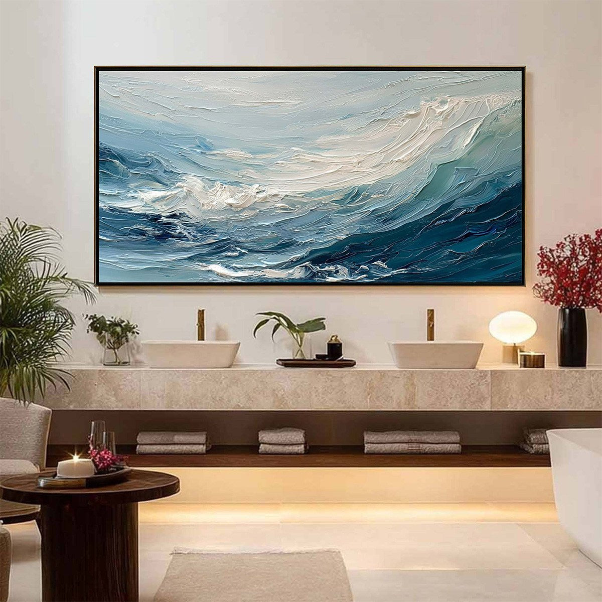 AEGEAN SURGE: Textured Abstract Ocean Wave Painting - Image 6