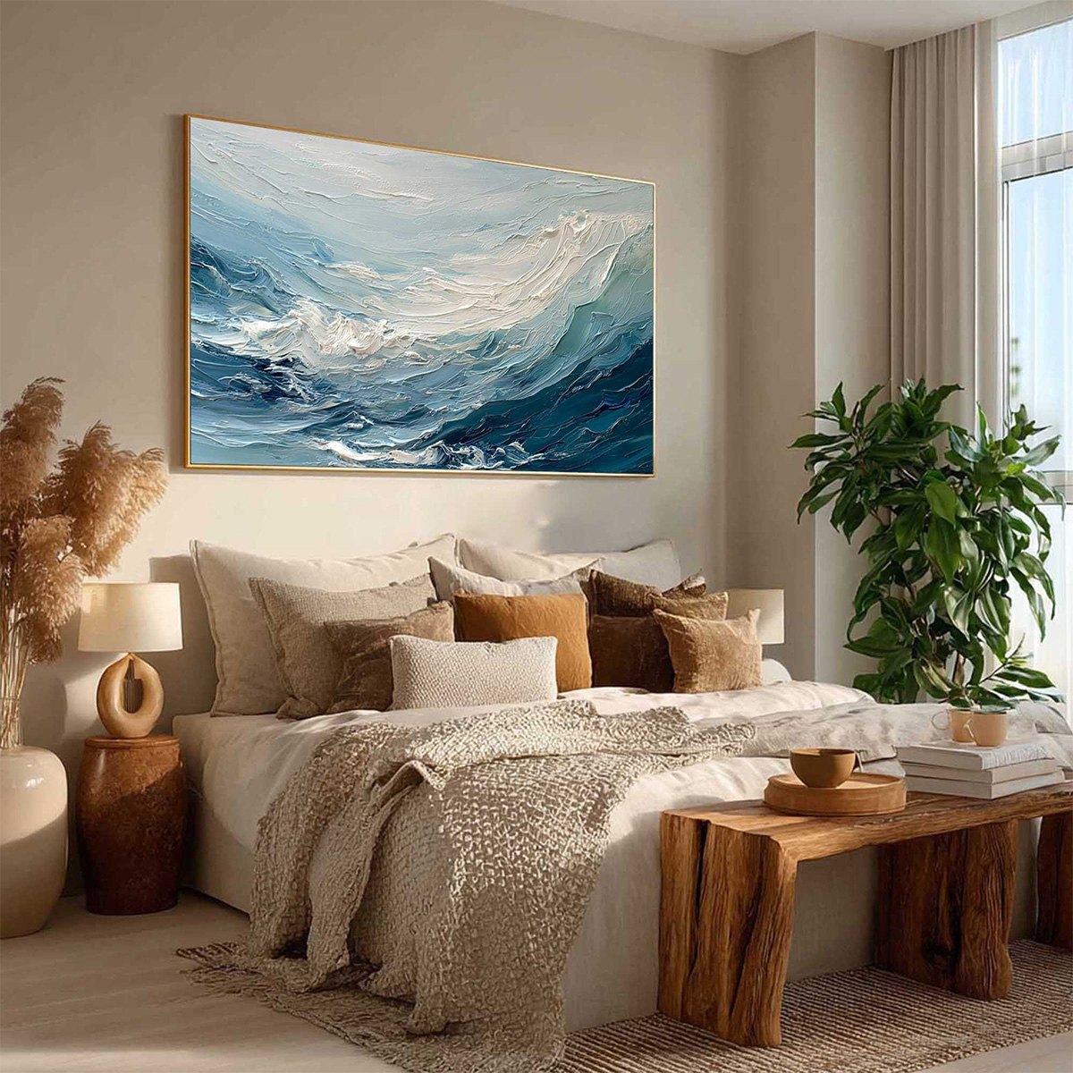 AEGEAN SURGE: Textured Abstract Ocean Wave Painting - Image 8