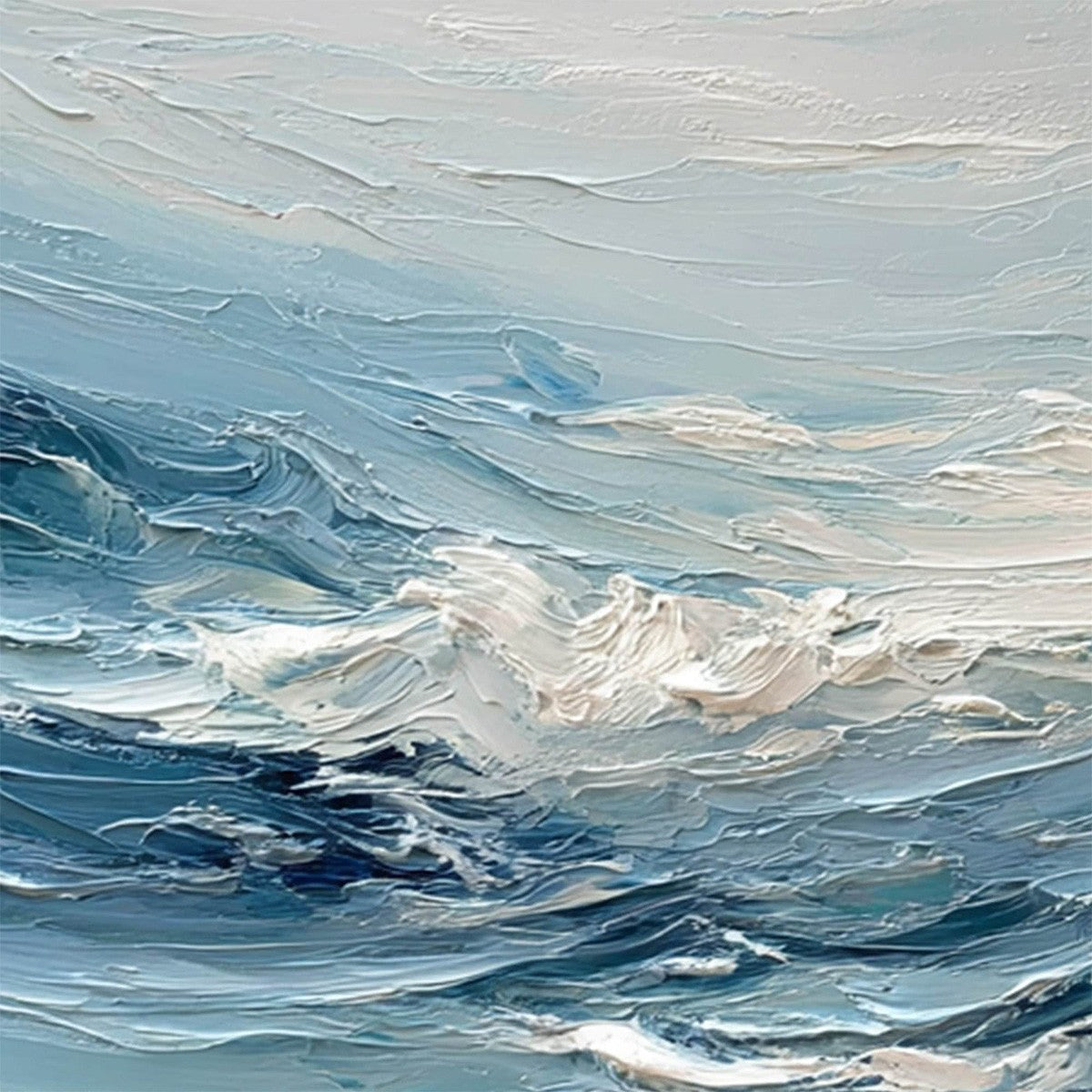AEGEAN SURGE: Textured Abstract Ocean Wave Painting - Image 3