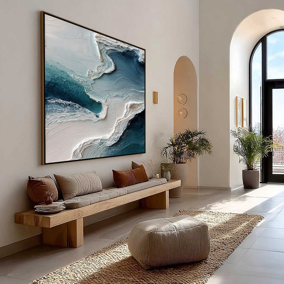 AEGEAN TIDE: Textured Wabi Sabi Abstract Seascape Painting - Image 7