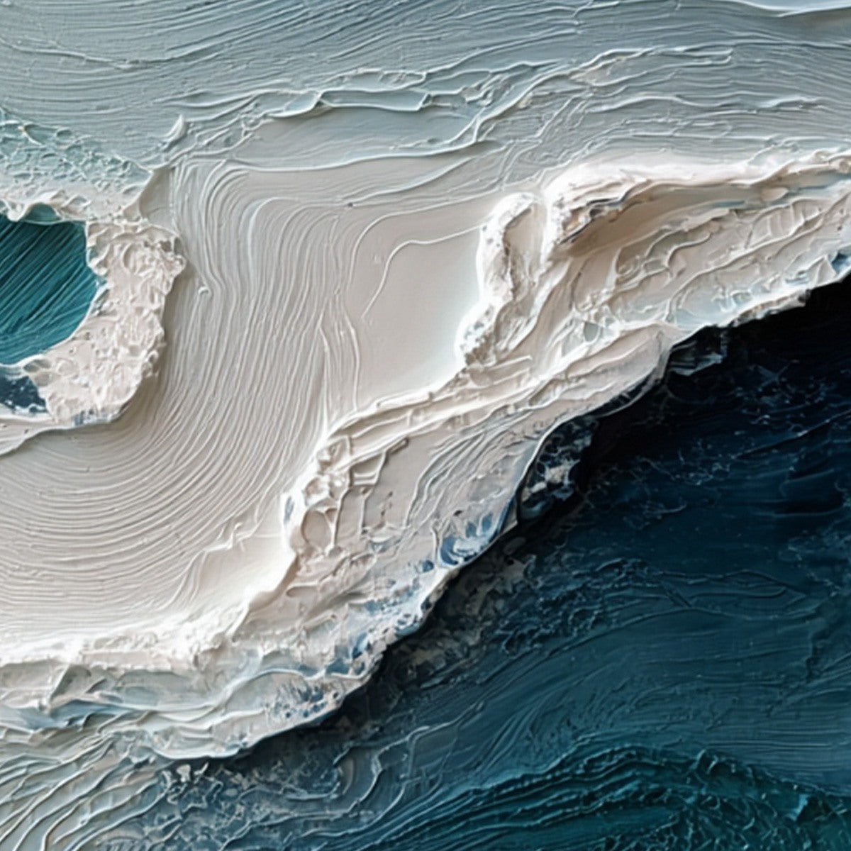 AEGEAN TIDE: Textured Wabi Sabi Abstract Seascape Painting - Image 3