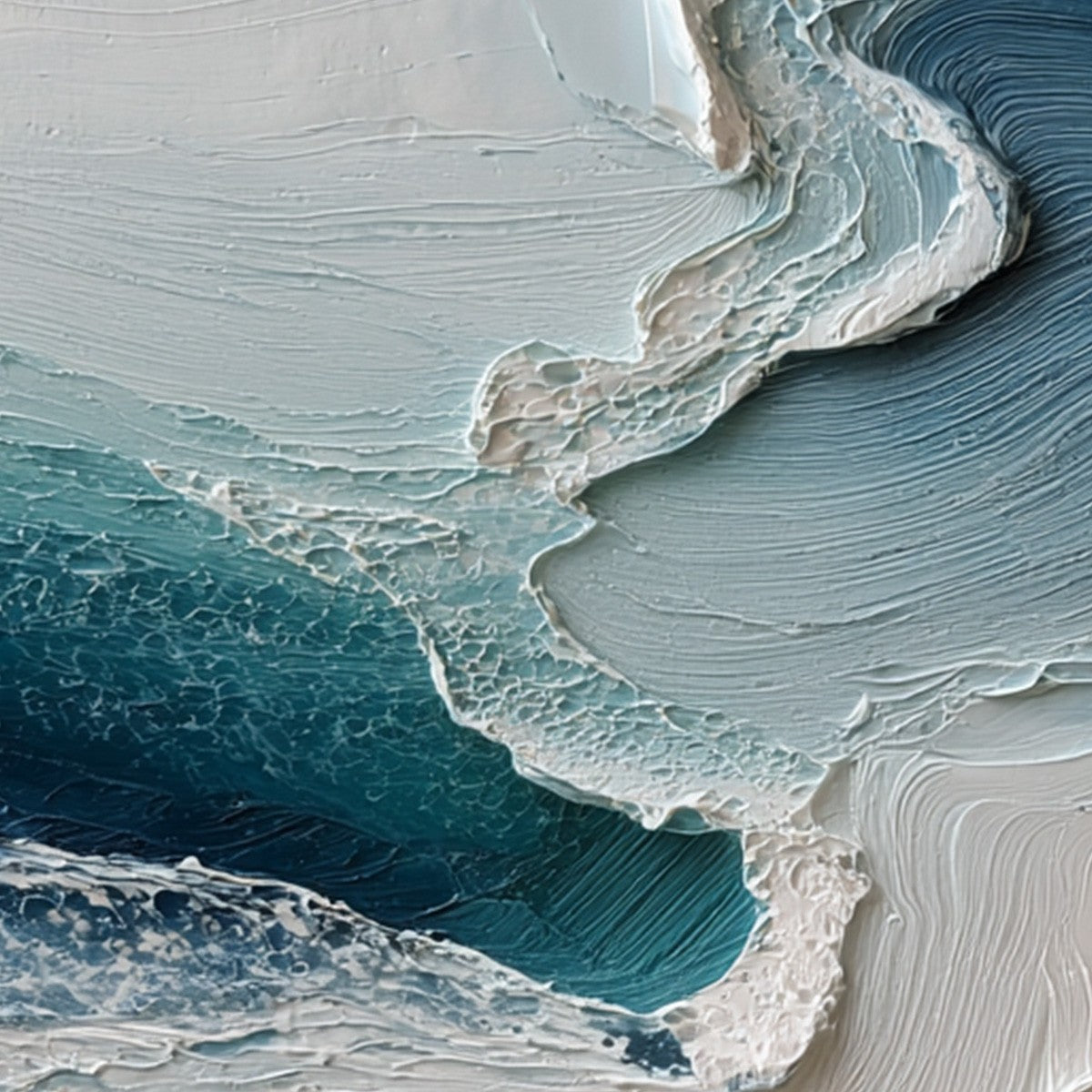 AEGEAN TIDE: Textured Wabi Sabi Abstract Seascape Painting - Image 5