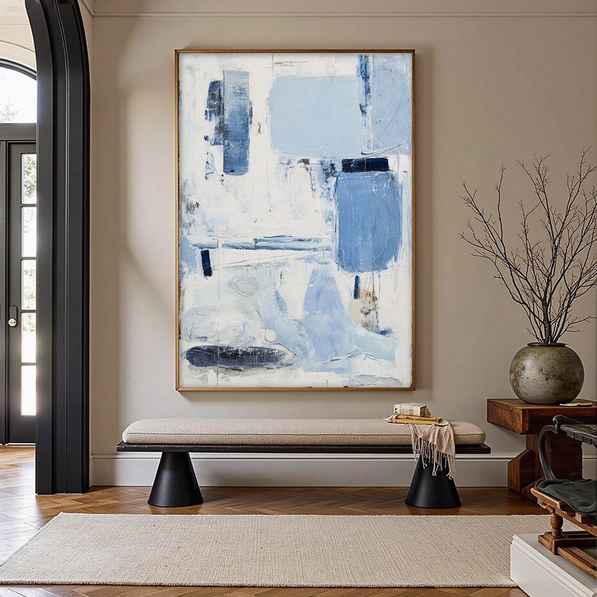 AEGEAN DECONSTRUCT: Textured Blue and White Abstract Painting - Image 2