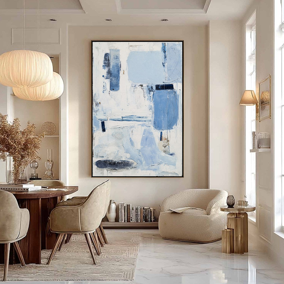 AEGEAN DECONSTRUCT: Textured Blue and White Abstract Painting - Image 4