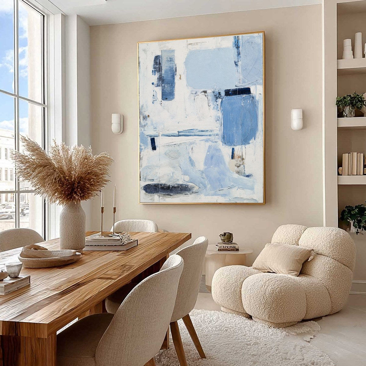 AEGEAN DECONSTRUCT: Textured Blue and White Abstract Painting - Image 7