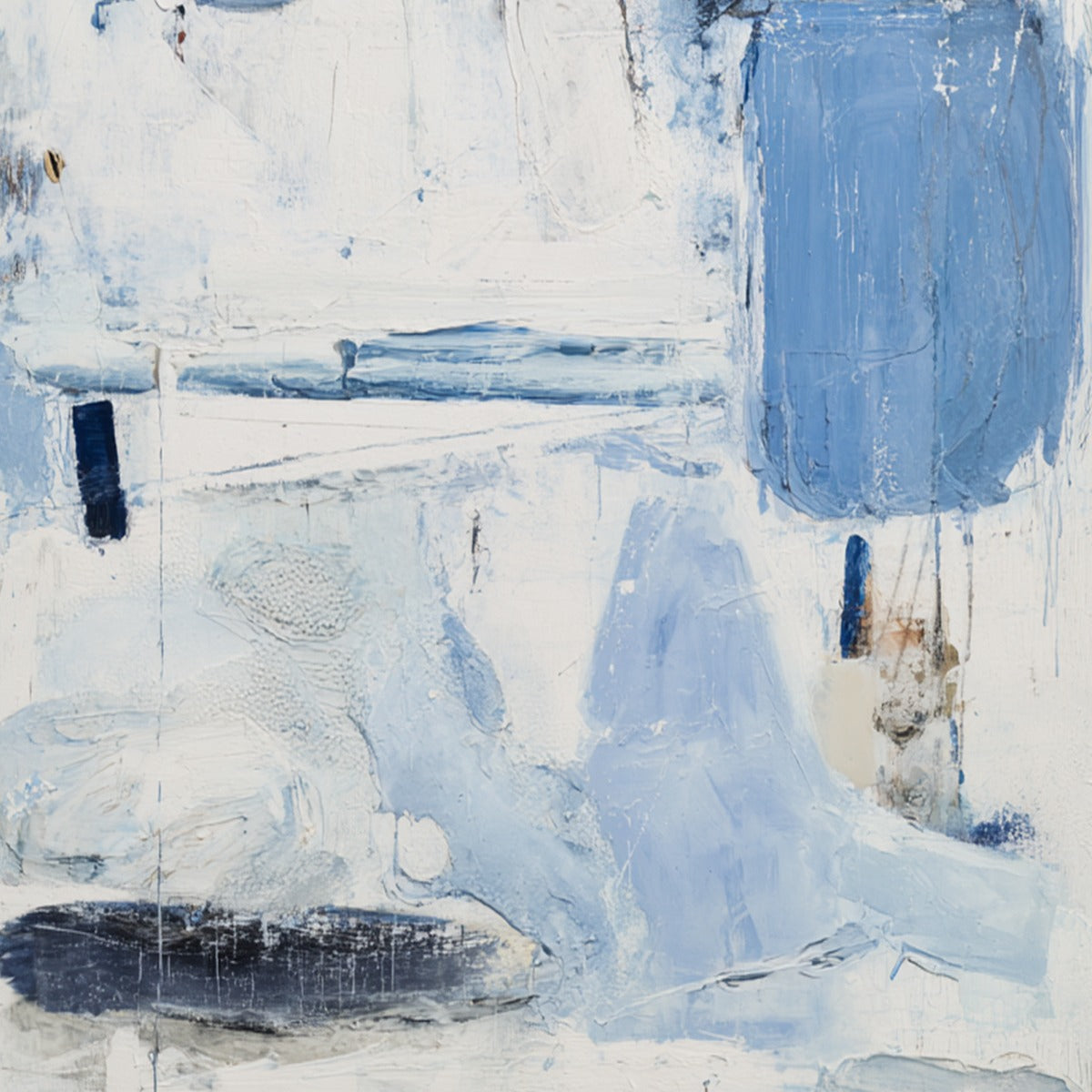 AEGEAN DECONSTRUCT: Textured Blue and White Abstract Painting - Image 3